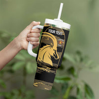 Zimbabwe Rugby Custom Tumbler With Handle Come On Sables Gold Black Version - Wonder Print Shop