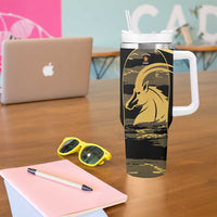 Zimbabwe Rugby Custom Tumbler With Handle Come On Sables Gold Black Version - Wonder Print Shop