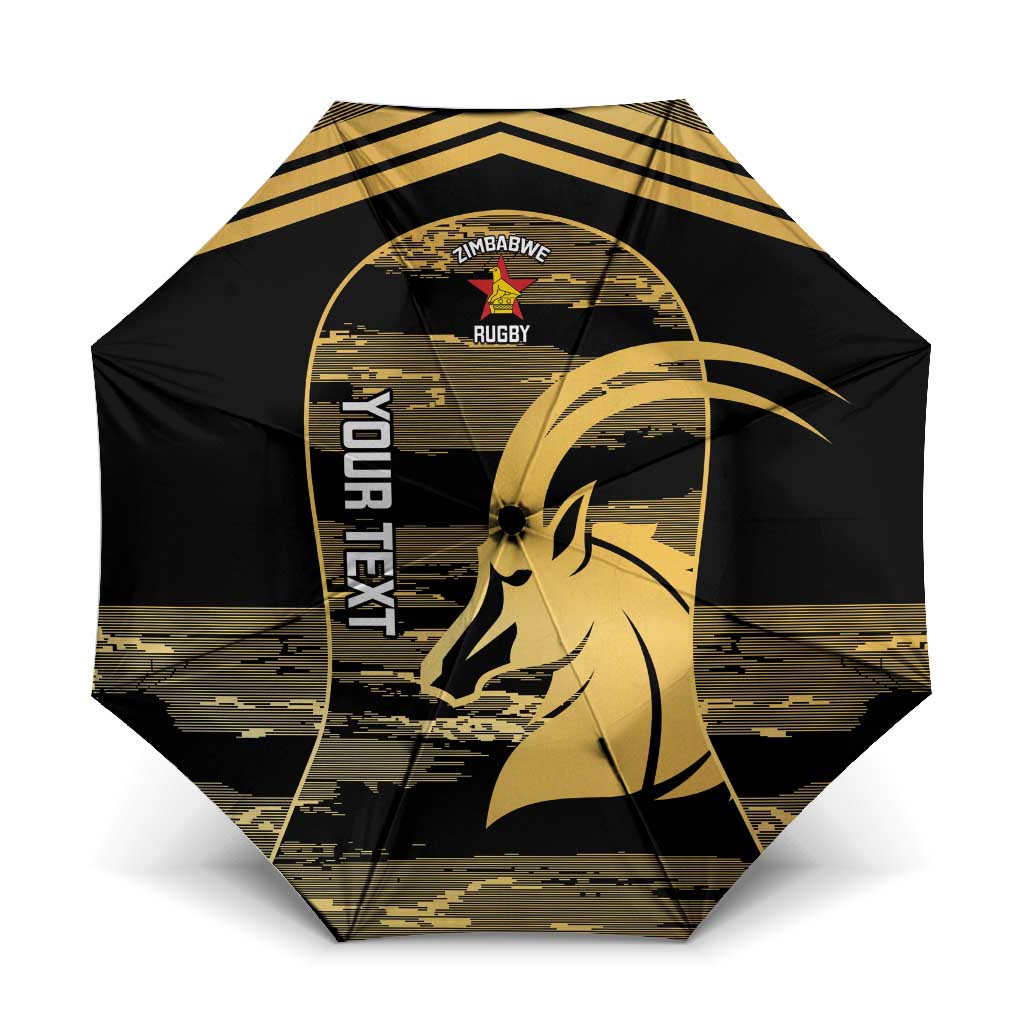 Zimbabwe Rugby Custom Umbrella Come On Sables Gold Black Version - Wonder Print Shop