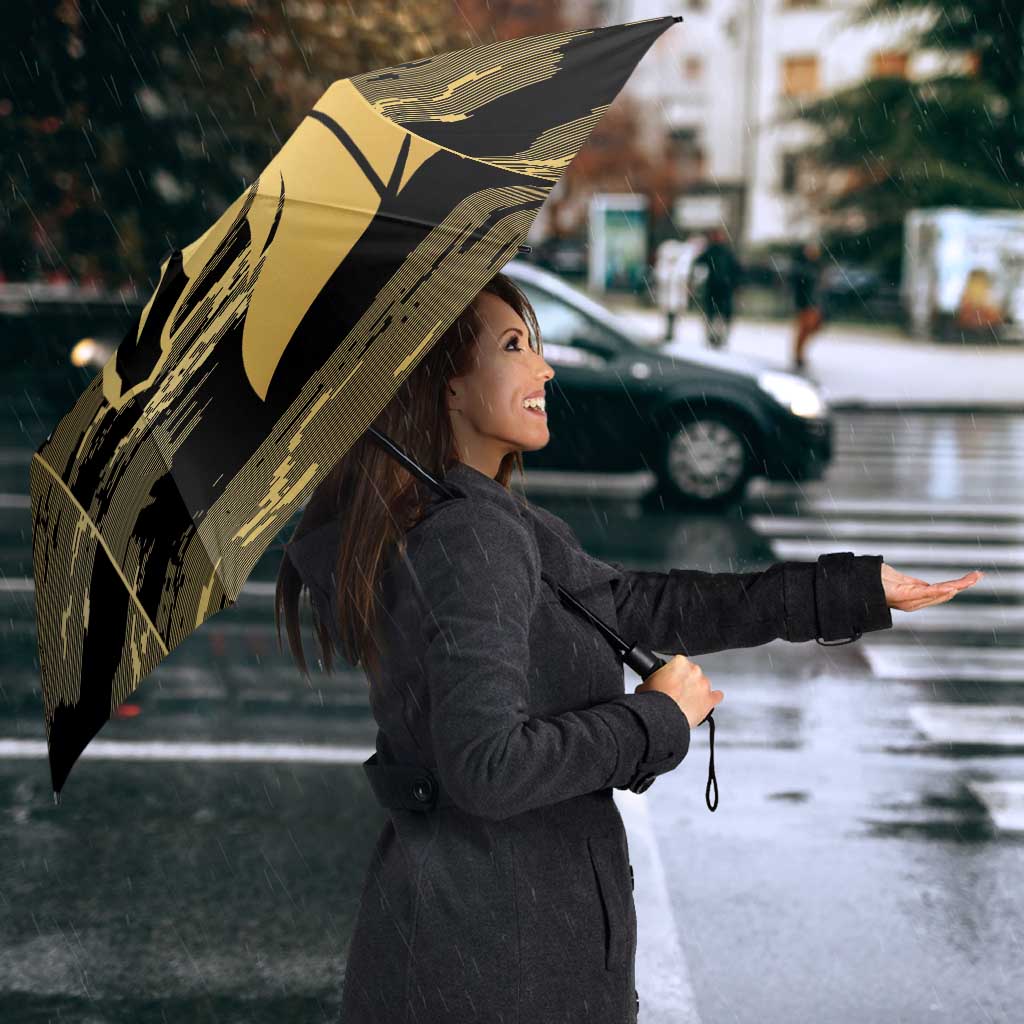 Zimbabwe Rugby Custom Umbrella Come On Sables Gold Black Version - Wonder Print Shop