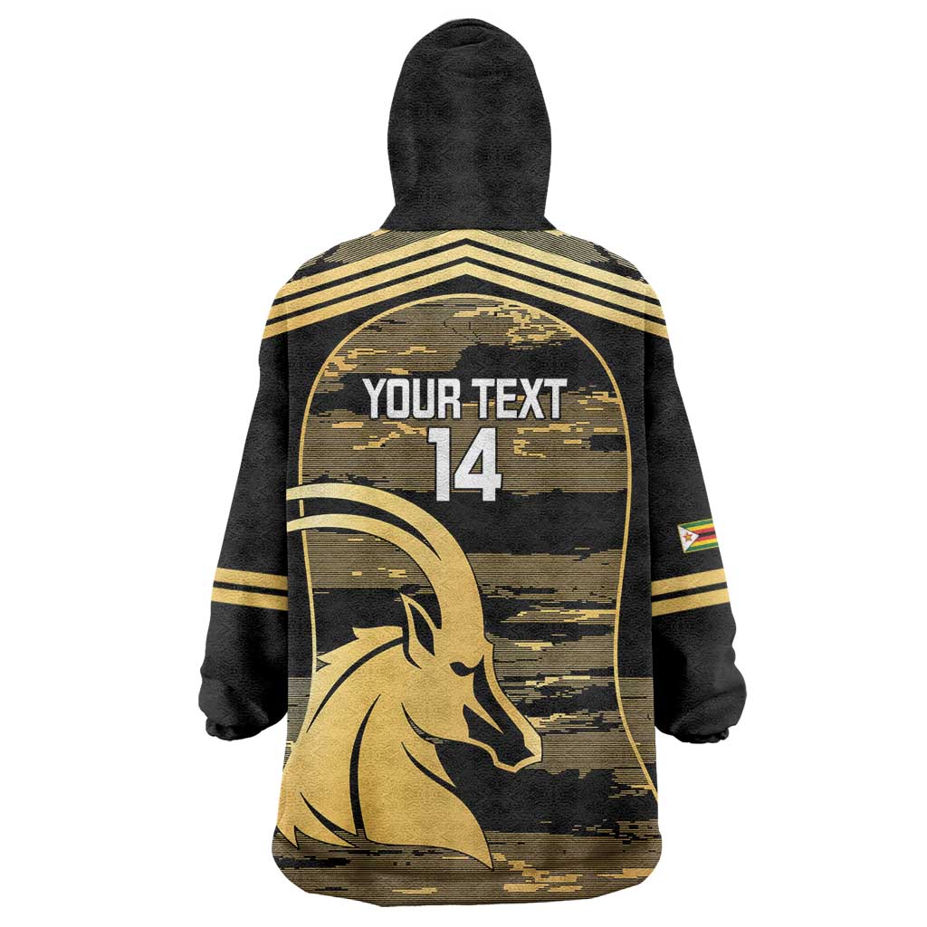 Zimbabwe Rugby Custom Wearable Blanket Hoodie Come On Sables Gold Black Version - Wonder Print Shop