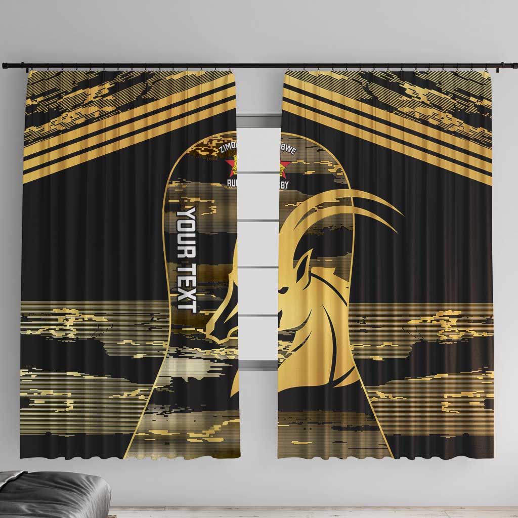 Zimbabwe Rugby Custom Window Curtain Come On Sables Gold Black Version - Wonder Print Shop