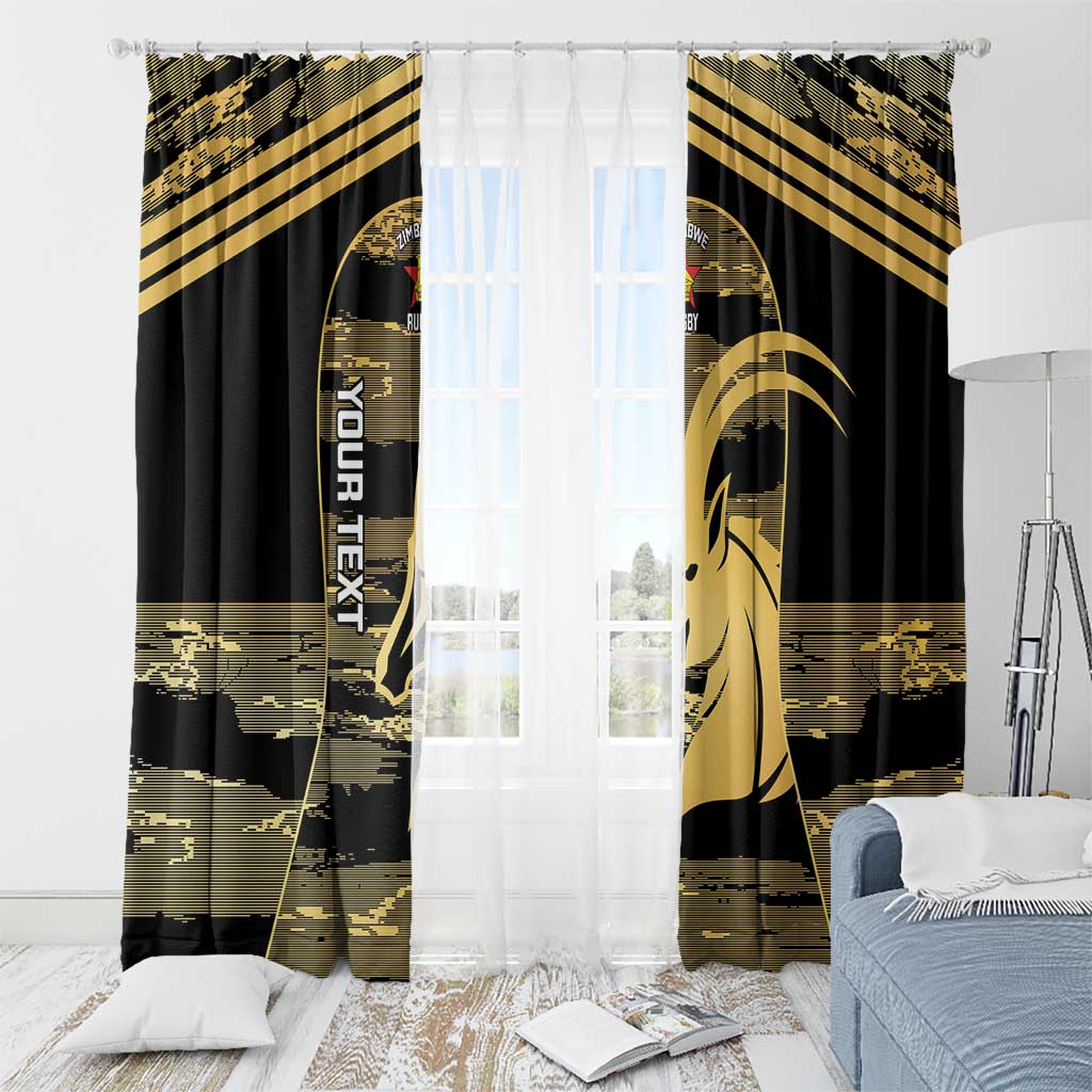 Zimbabwe Rugby Custom Window Curtain Come On Sables Gold Black Version - Wonder Print Shop