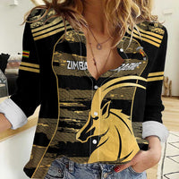 Zimbabwe Rugby Custom Women Casual Shirt Come On Sables Gold Black Version - Wonder Print Shop