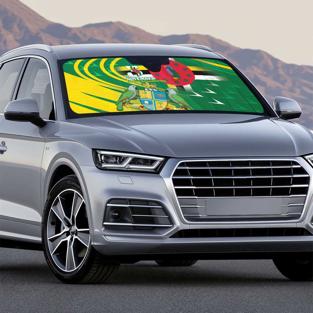 Dominica Independence Day Auto Sun Shade 3 November Coat Of Arms - Wonder Print Shop