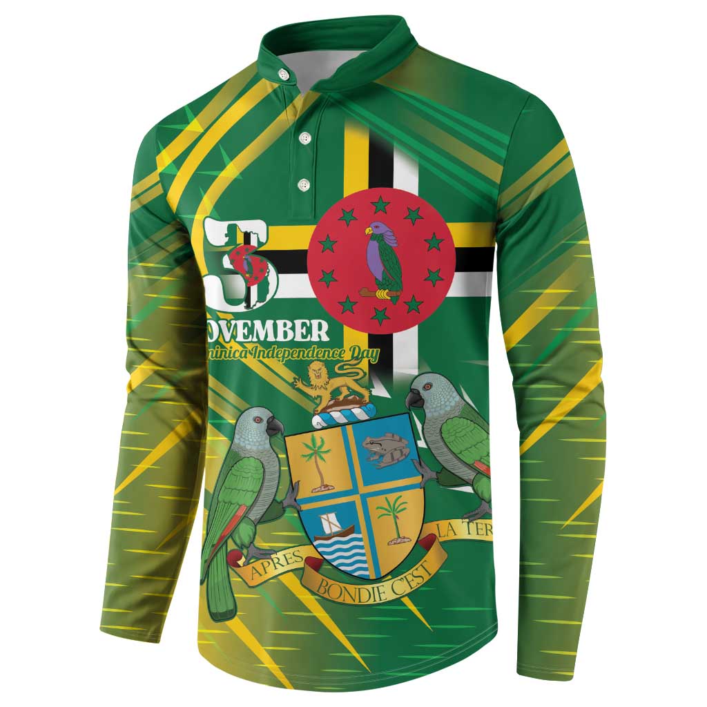 Dominica Independence Day Button Sweatshirt 3 November Coat Of Arms - Wonder Print Shop