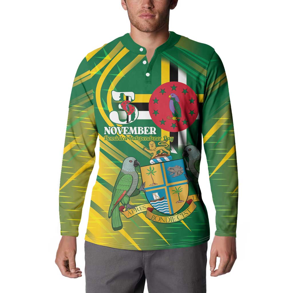 Dominica Independence Day Button Sweatshirt 3 November Coat Of Arms - Wonder Print Shop