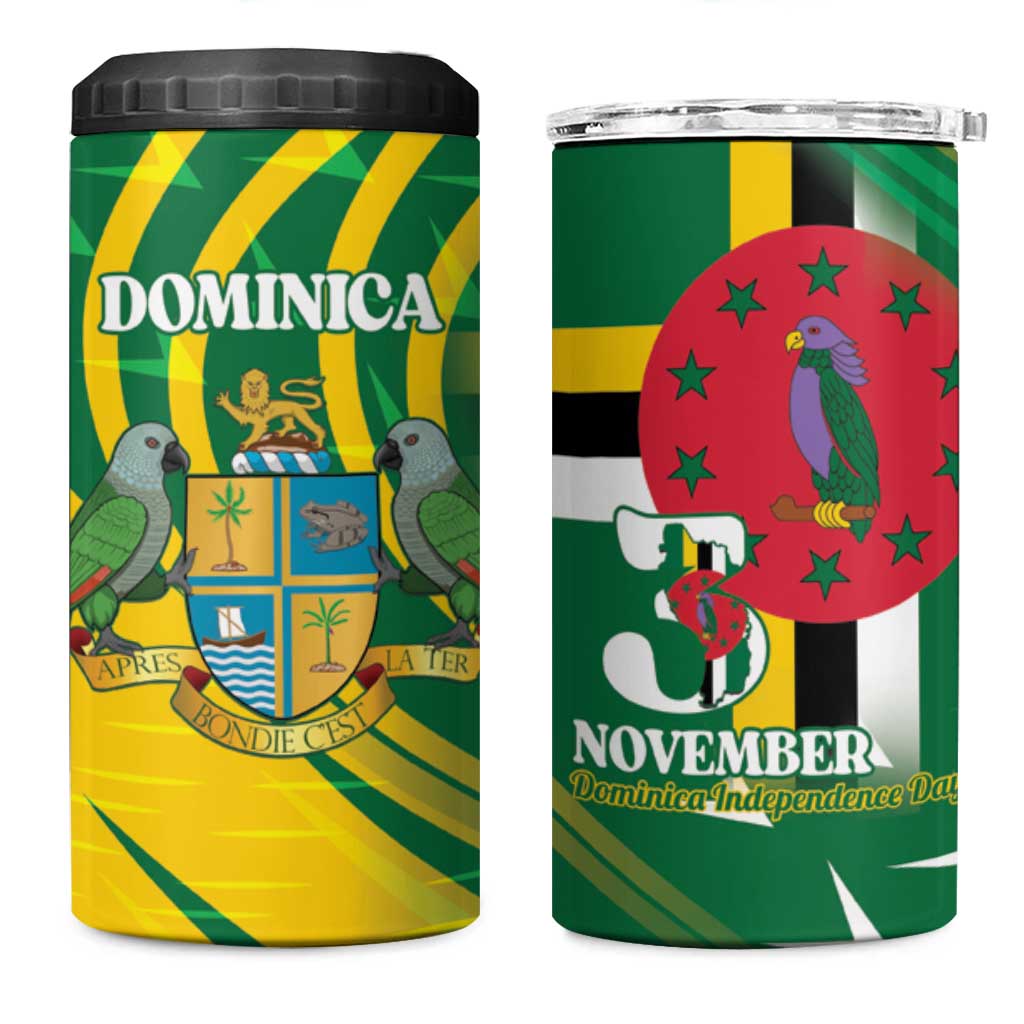 Dominica Independence Day 4 in 1 Can Cooler Tumbler 3 November Coat Of Arms - Wonder Print Shop