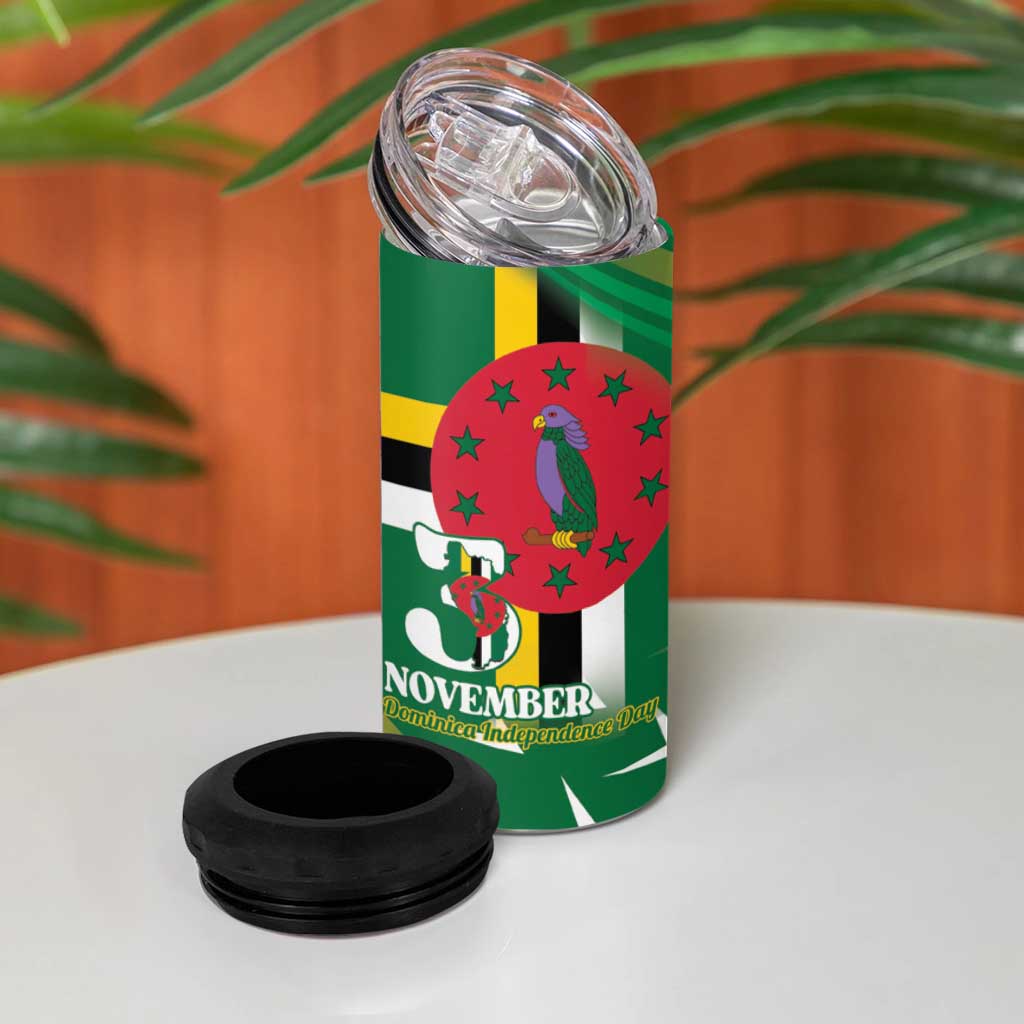 Dominica Independence Day 4 in 1 Can Cooler Tumbler 3 November Coat Of Arms - Wonder Print Shop