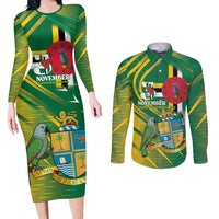 Dominica Independence Day Couples Matching Long Sleeve Bodycon Dress and Long Sleeve Button Shirt 3 November Coat Of Arms - Wonder Print Shop