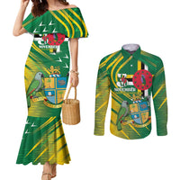 Dominica Independence Day Couples Matching Mermaid Dress and Long Sleeve Button Shirt 3 November Coat Of Arms - Wonder Print Shop