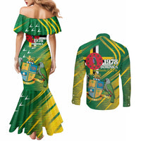 Dominica Independence Day Couples Matching Mermaid Dress and Long Sleeve Button Shirt 3 November Coat Of Arms - Wonder Print Shop