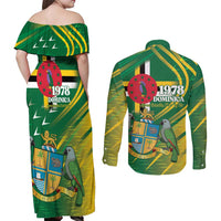 Dominica Independence Day Couples Matching Off Shoulder Maxi Dress and Long Sleeve Button Shirt 3 November Coat Of Arms - Wonder Print Shop