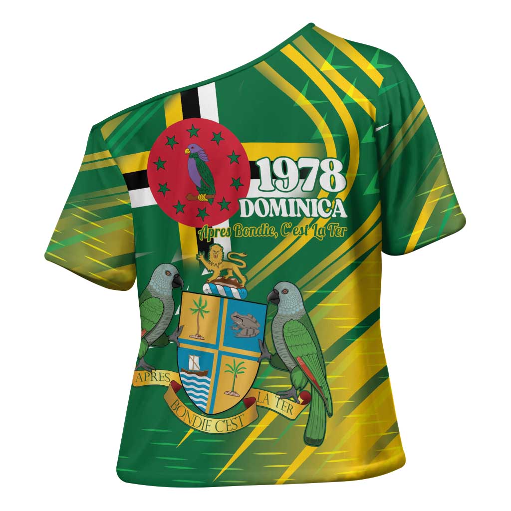 Dominica Independence Day Cross Shoulder Shirt 3 November Coat Of Arms - Wonder Print Shop