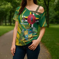 Dominica Independence Day Cross Shoulder Shirt 3 November Coat Of Arms - Wonder Print Shop
