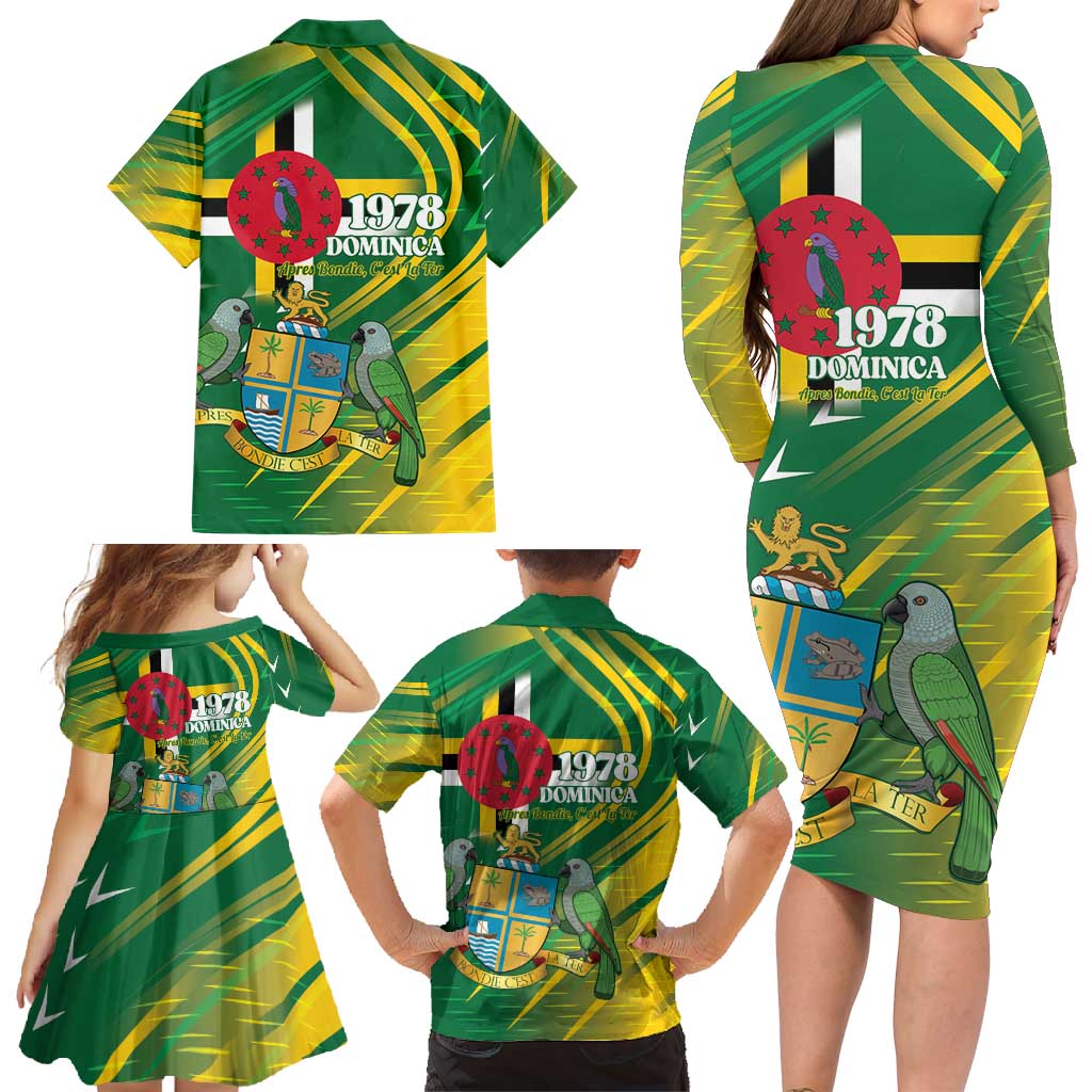 Dominica Independence Day Family Matching Long Sleeve Bodycon Dress and Hawaiian Shirt 3 November Coat Of Arms - Wonder Print Shop