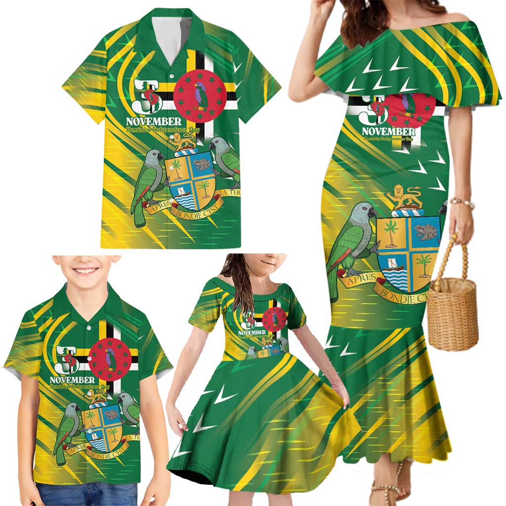 Dominica Independence Day Family Matching Mermaid Dress and Hawaiian Shirt 3 November Coat Of Arms - Wonder Print Shop