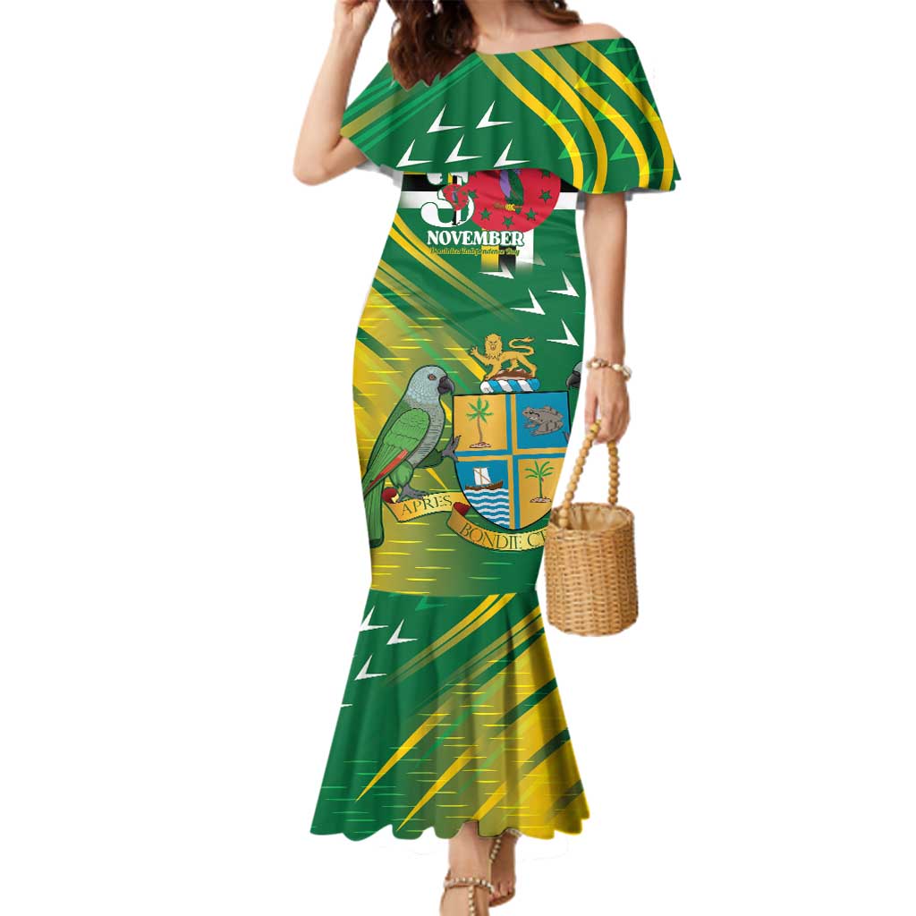 Dominica Independence Day Family Matching Mermaid Dress and Hawaiian Shirt 3 November Coat Of Arms - Wonder Print Shop