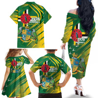 Dominica Independence Day Family Matching Off The Shoulder Long Sleeve Dress and Hawaiian Shirt 3 November Coat Of Arms - Wonder Print Shop