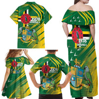 Dominica Independence Day Family Matching Off Shoulder Maxi Dress and Hawaiian Shirt 3 November Coat Of Arms - Wonder Print Shop