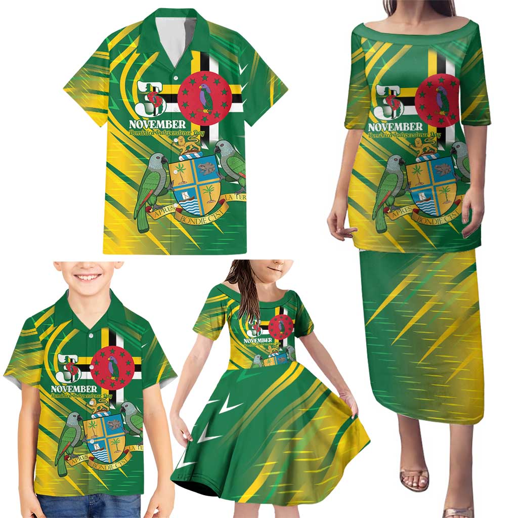 Dominica Independence Day Family Matching Puletasi and Hawaiian Shirt 3 November Coat Of Arms - Wonder Print Shop