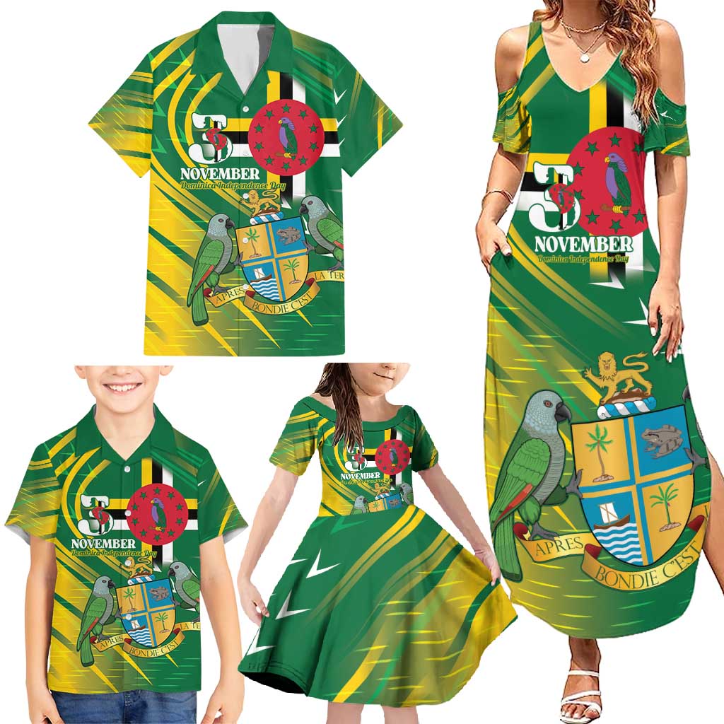 Dominica Independence Day Family Matching Summer Maxi Dress and Hawaiian Shirt 3 November Coat Of Arms - Wonder Print Shop