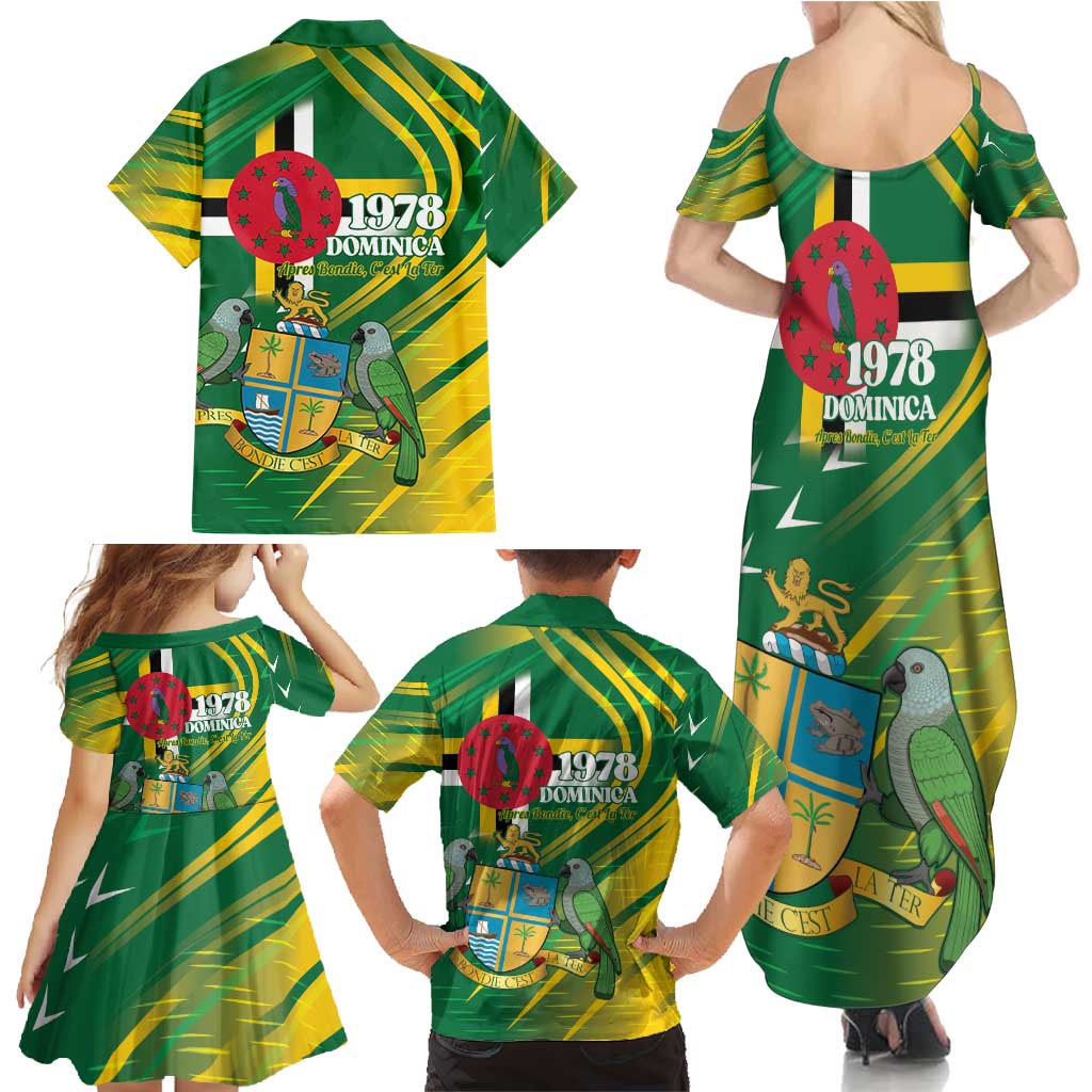 Dominica Independence Day Family Matching Summer Maxi Dress and Hawaiian Shirt 3 November Coat Of Arms - Wonder Print Shop