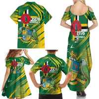Dominica Independence Day Family Matching Summer Maxi Dress and Hawaiian Shirt 3 November Coat Of Arms - Wonder Print Shop