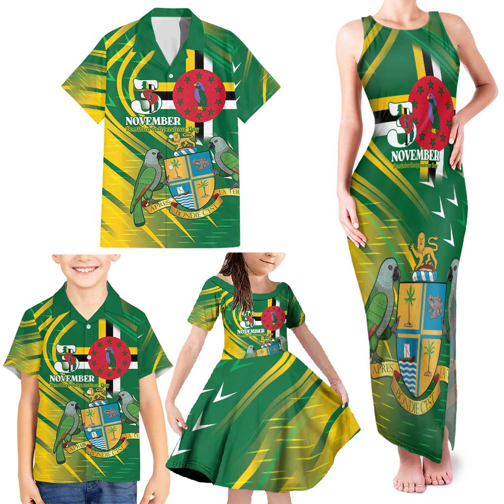 Dominica Independence Day Family Matching Tank Maxi Dress and Hawaiian Shirt 3 November Coat Of Arms - Wonder Print Shop