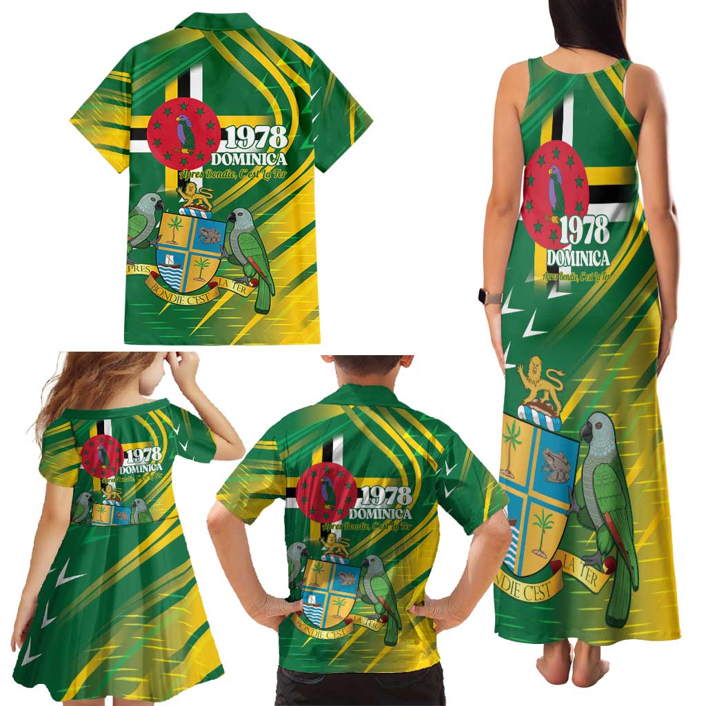 Dominica Independence Day Family Matching Tank Maxi Dress and Hawaiian Shirt 3 November Coat Of Arms - Wonder Print Shop