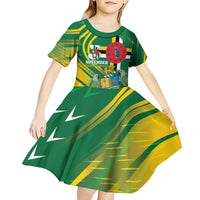 Dominica Independence Day Kid Short Sleeve Dress 3 November Coat Of Arms - Wonder Print Shop