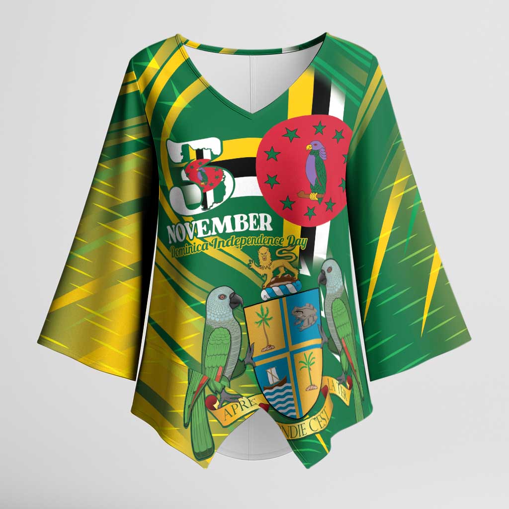 Dominica Independence Day Kimono Sleeve Blouse 3 November Coat Of Arms - Wonder Print Shop
