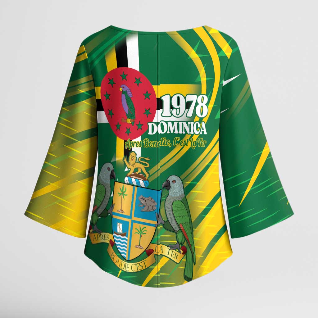 Dominica Independence Day Kimono Sleeve Blouse 3 November Coat Of Arms - Wonder Print Shop