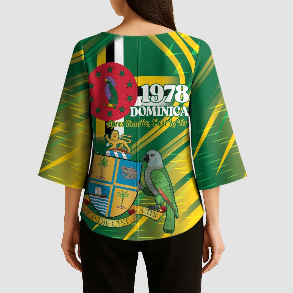 Dominica Independence Day Kimono Sleeve Blouse 3 November Coat Of Arms - Wonder Print Shop