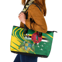 Dominica Independence Day Leather Tote Bag 3 November Coat Of Arms - Wonder Print Shop