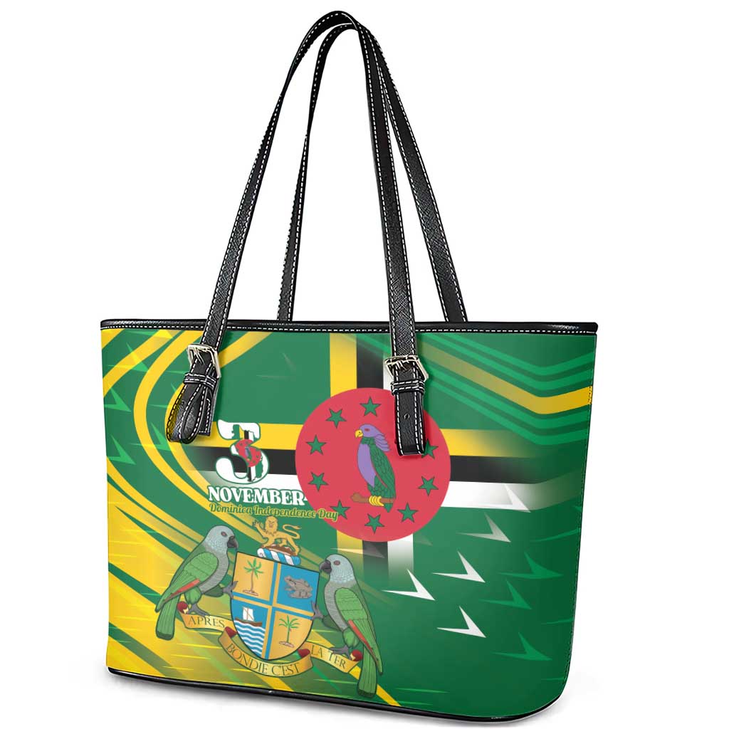 Dominica Independence Day Leather Tote Bag 3 November Coat Of Arms - Wonder Print Shop