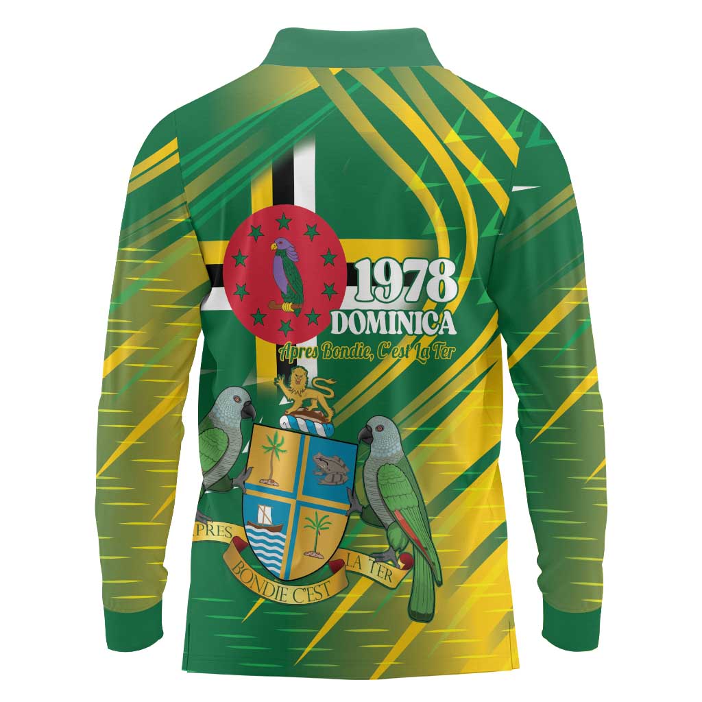 Dominica Independence Day Long Sleeve Polo Shirt 3 November Coat Of Arms - Wonder Print Shop