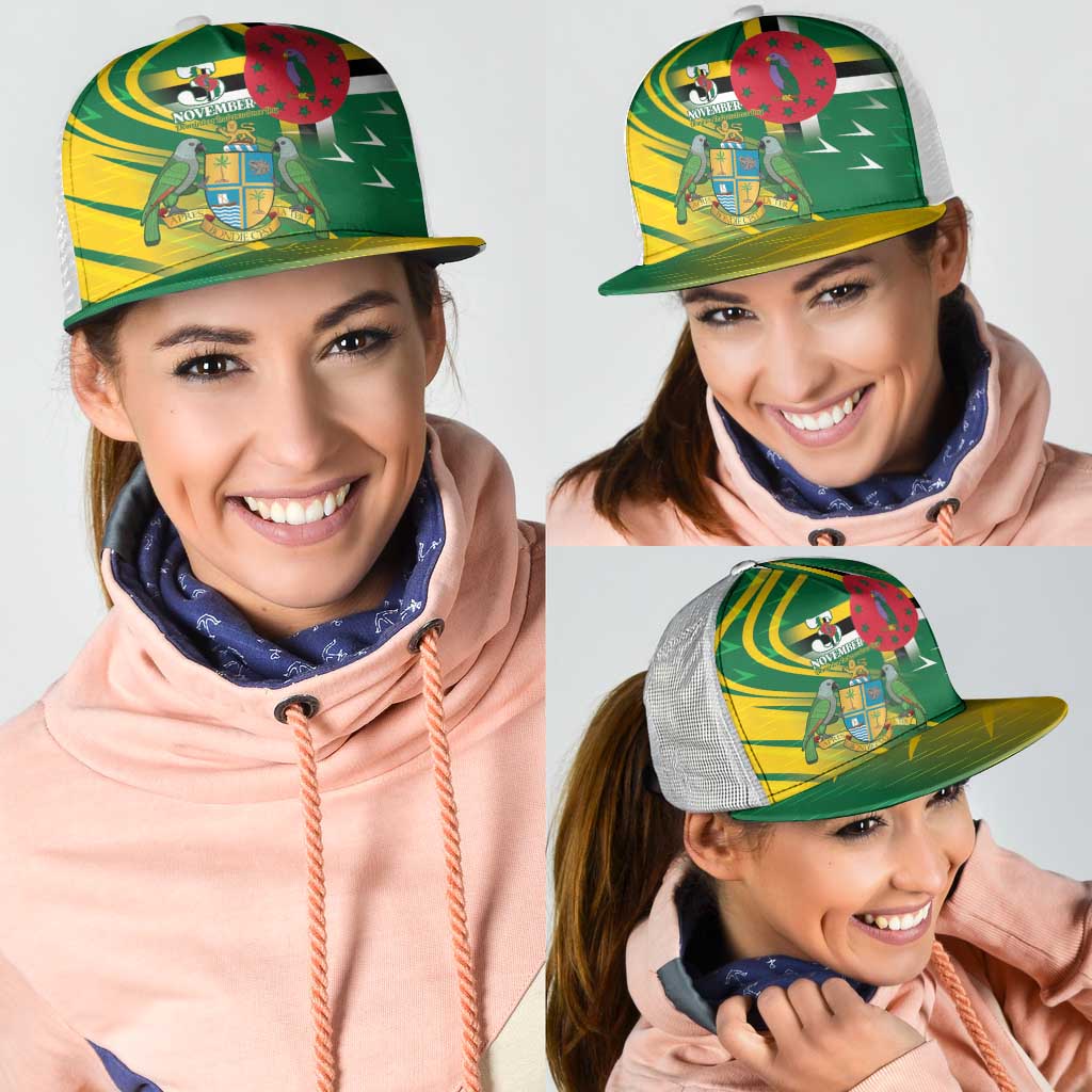 Dominica Independence Day Mesh Trucker Cap 3 November Coat Of Arms - Wonder Print Shop