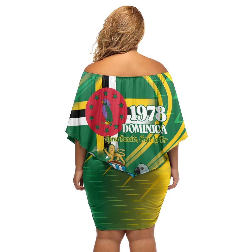 Dominica Independence Day Off Shoulder Short Dress 3 November Coat Of Arms - Wonder Print Shop
