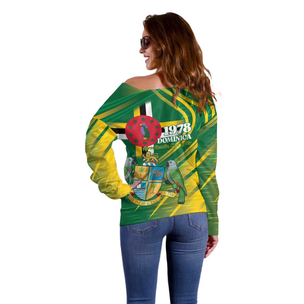 Dominica Independence Day Off Shoulder Sweater 3 November Coat Of Arms - Wonder Print Shop