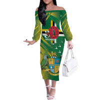 Dominica Independence Day Off The Shoulder Long Sleeve Dress 3 November Coat Of Arms - Wonder Print Shop