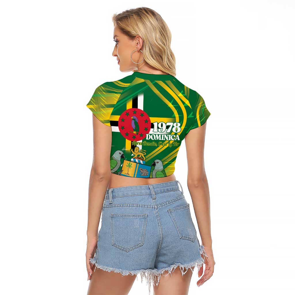 Dominica Independence Day Raglan Cropped T Shirt 3 November Coat Of Arms - Wonder Print Shop