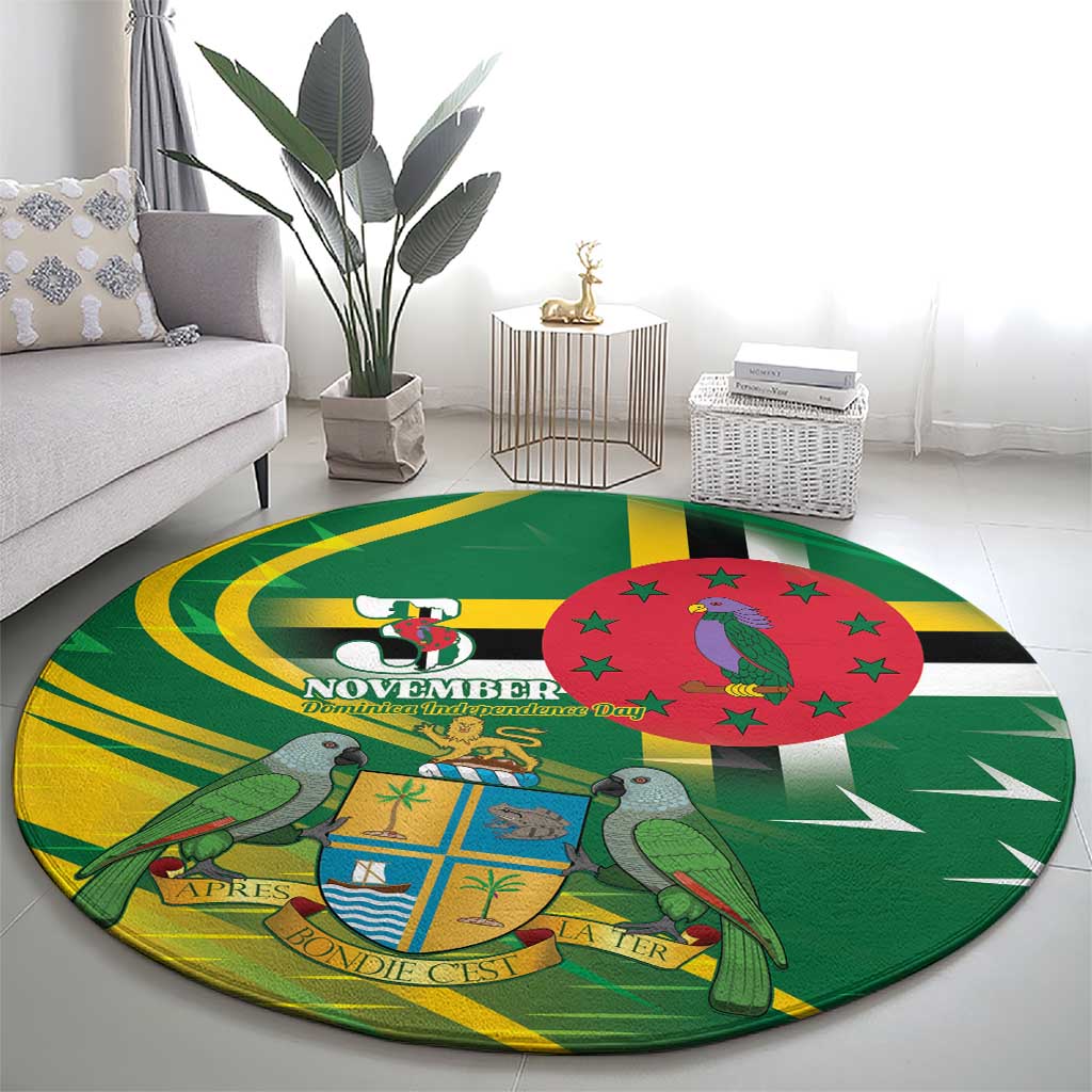 Dominica Independence Day Round Carpet 3 November Coat Of Arms - Wonder Print Shop