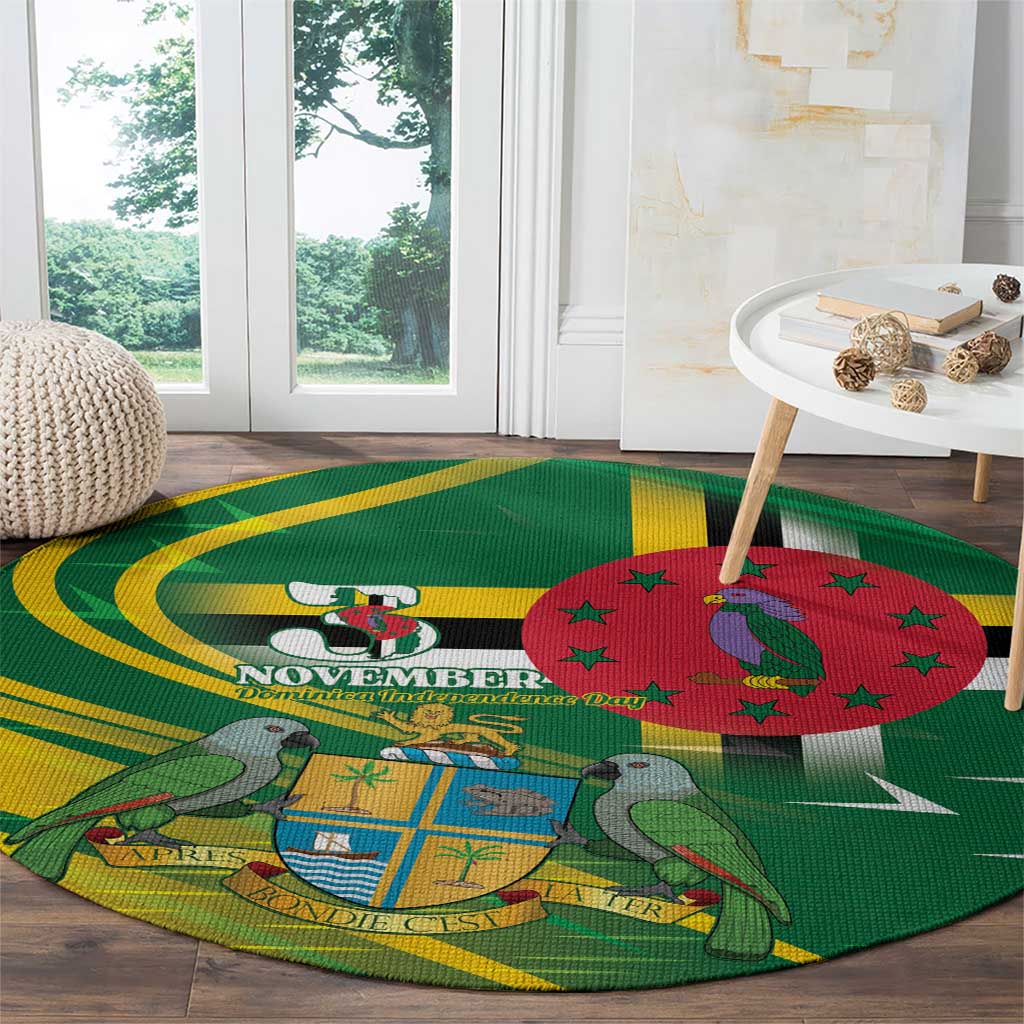 Dominica Independence Day Round Carpet 3 November Coat Of Arms - Wonder Print Shop