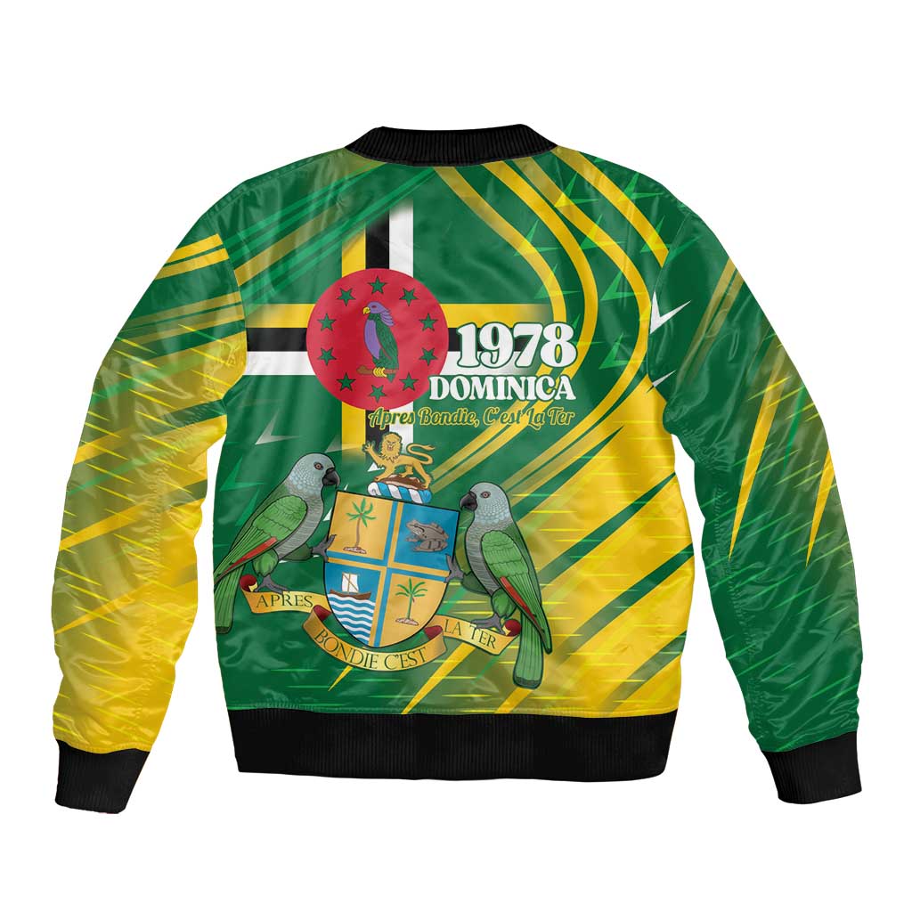 Dominica Independence Day Sleeve Zip Bomber Jacket 3 November Coat Of Arms - Wonder Print Shop