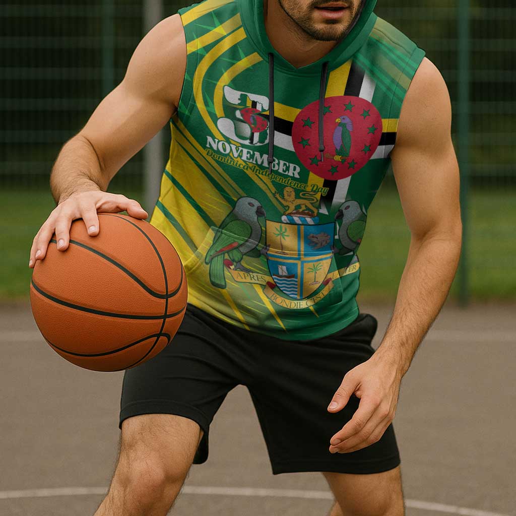 Dominica Independence Day Sleeveless Hoodie 3 November Coat Of Arms - Wonder Print Shop