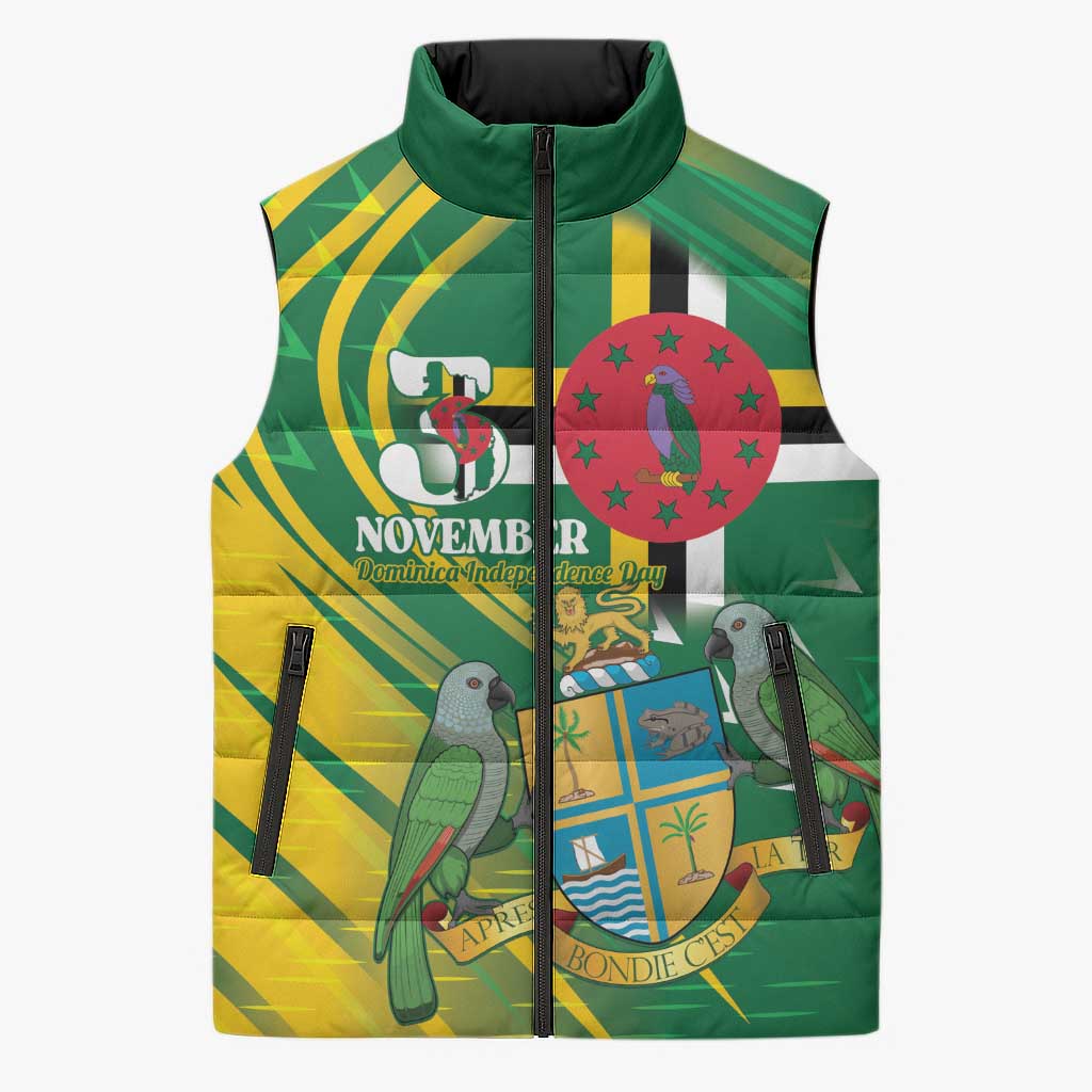 Dominica Independence Day Sleeveless Puffer Jacket 3 November Coat Of Arms - Wonder Print Shop