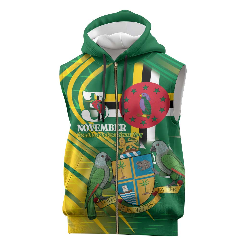 Dominica Independence Day Sleeveless Zip Hoodie 3 November Coat Of Arms - Wonder Print Shop