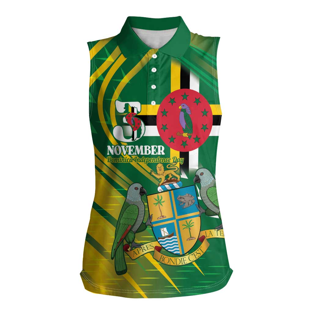 Dominica Independence Day Women Sleeveless Polo Shirt 3 November Coat Of Arms - Wonder Print Shop