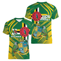 Dominica Independence Day Women V-Neck T-Shirt 3 November Coat Of Arms - Wonder Print Shop